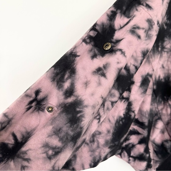 Young Fabulous & Broke Raissa Pink Black Tie Die Hoodie Snap Button Sleeves - Picture 8 of 12